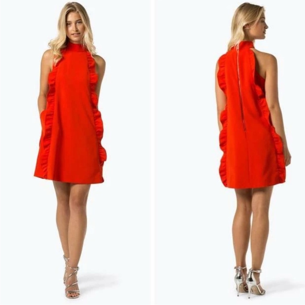 TED BAKER Dress Torrii High Neck Tunic 
Ruffle Red